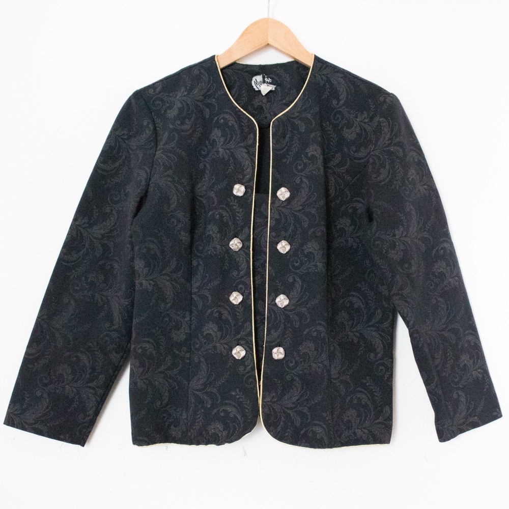 Whirlaway Frocks | Vintage 80’s Gold and Black Double Breasted Blazer | Size 14